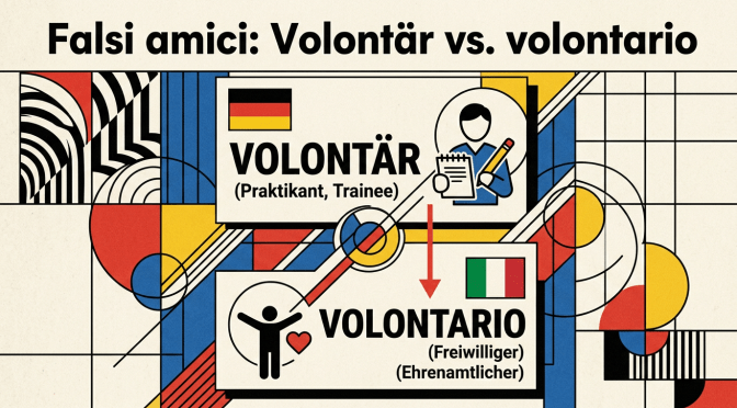 Comparison of German 'Volontär' meaning trainee, and Italian 'Volontario' meaning volunteer